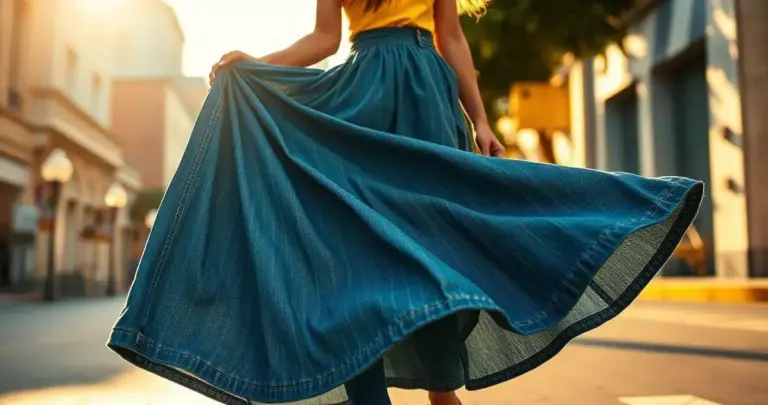 looks com saia jeans longa