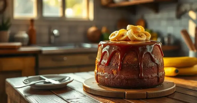 receita de bolo de banana caramelizada